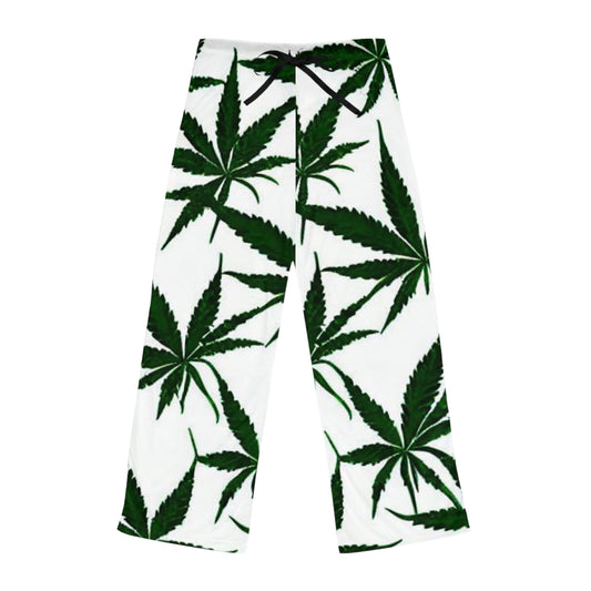 Chill Vibes Women's Pajama Pants - Stylish Cannabis Leaf Print for Comfort and Relaxation - Kemo Green, LLC