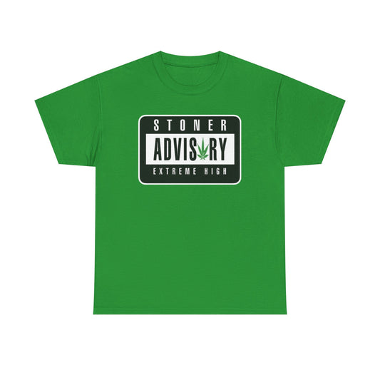 Stoner Advisory Unisex Heavy Cotton Tee - Chill Vibes for Cannabis Lovers, Perfect for Parties, Gifts, Casual Wear, 420 Celebrations - Kemo Green, LLC