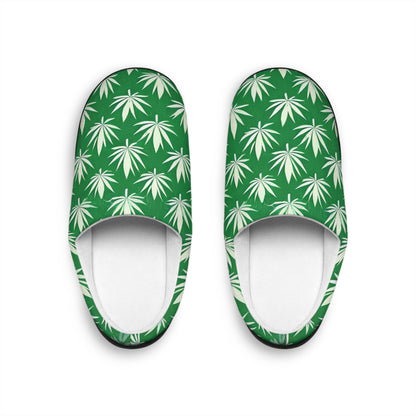 Men's Indoor Slippers - Cannabis Leaf Design for Relaxation and Comfort - Kemo Green, LLC