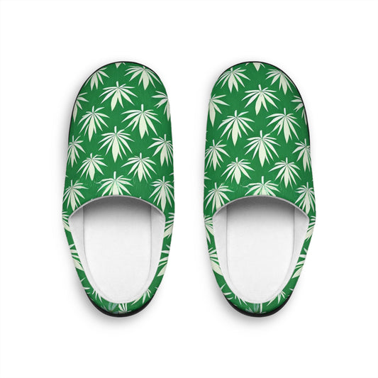 Men's Indoor Slippers - Cannabis Leaf Design for Relaxation and Comfort - Kemo Green, LLC