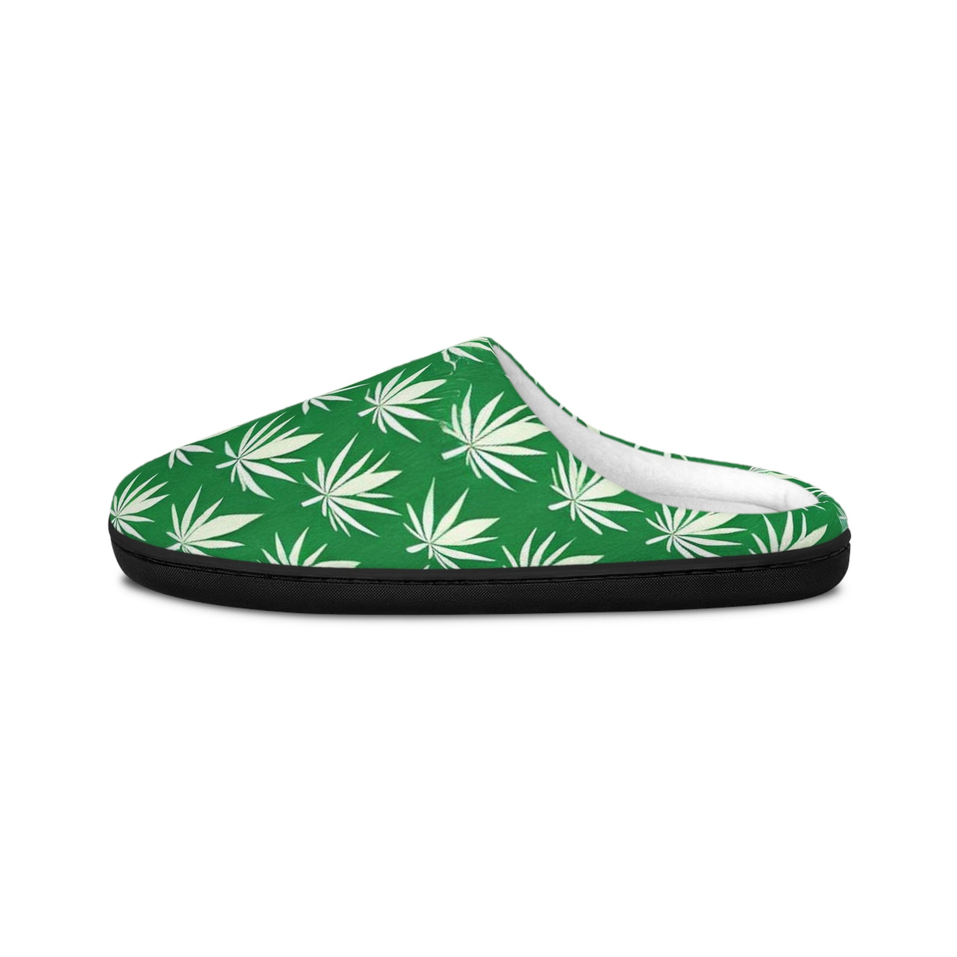 Men's Indoor Slippers - Cannabis Leaf Design for Relaxation and Comfort - Kemo Green, LLC