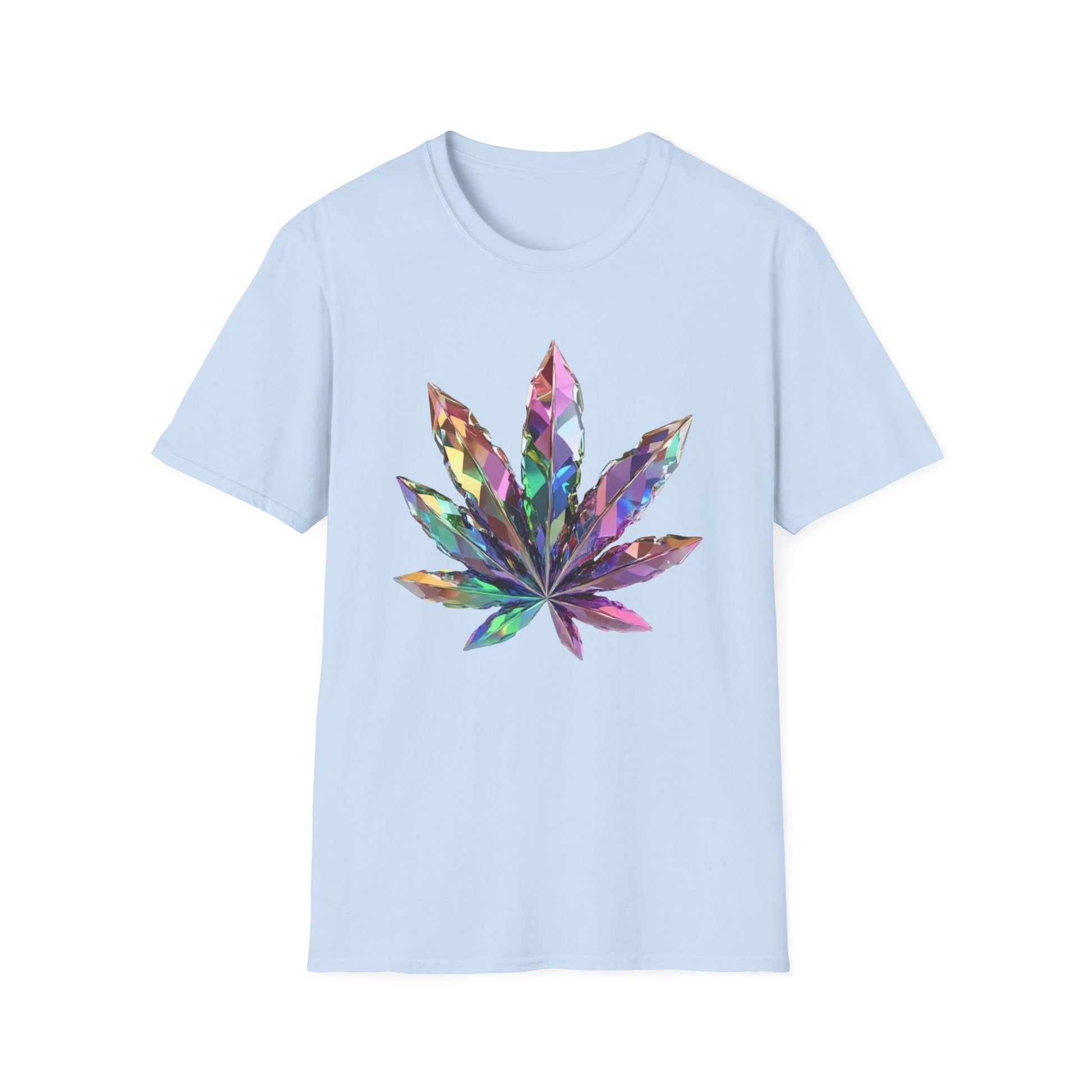 Colorful Cannabis Leaf T-Shirt, Unisex Softstyle Tee, Boho Vibe Shirt, Festival Wear, Green Thumb Gift, 420 Celebration - Kemo Green, LLC