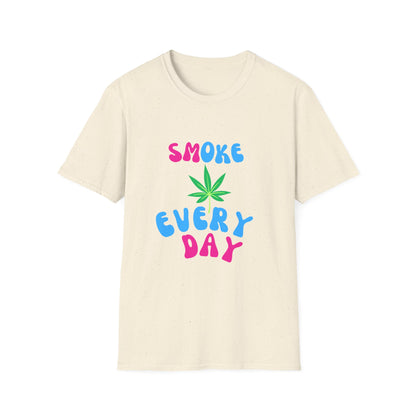 Unisex Softstyle T-Shirt - 'Smoke Every Day' Retro Cannabis Tee - Kemo Green, LLC