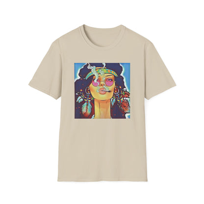 Vibrant Boho Chic Unisex Softstyle T-Shirt - Artistic Graphic Tee for Free Spirits