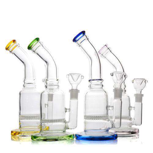 10 Inch Bent Neck Mini Honeycomb Water Pipe - Kemo Green, LLC